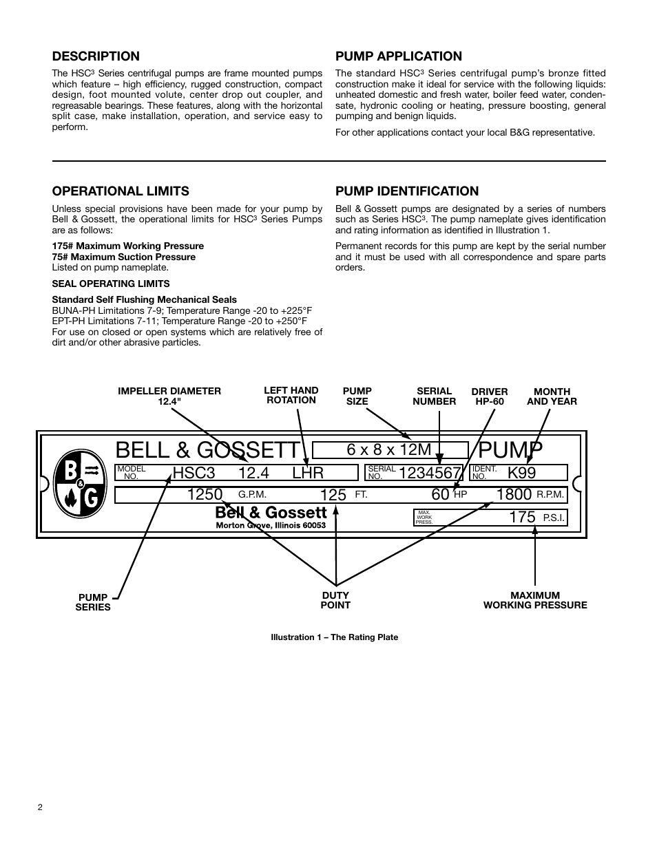 Bell & gossett pump | Xylem AC2008B Series HSC3 Base Mounted Centrifugal Pump User Manual | Page 2 / 22