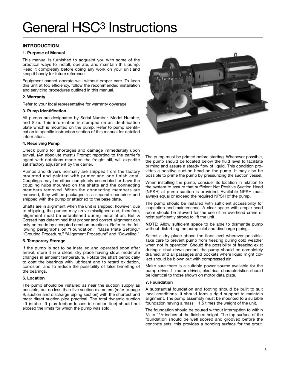 General hsc, Instructions | Xylem AC2008B Series HSC3 Base Mounted Centrifugal Pump User Manual | Page 5 / 22