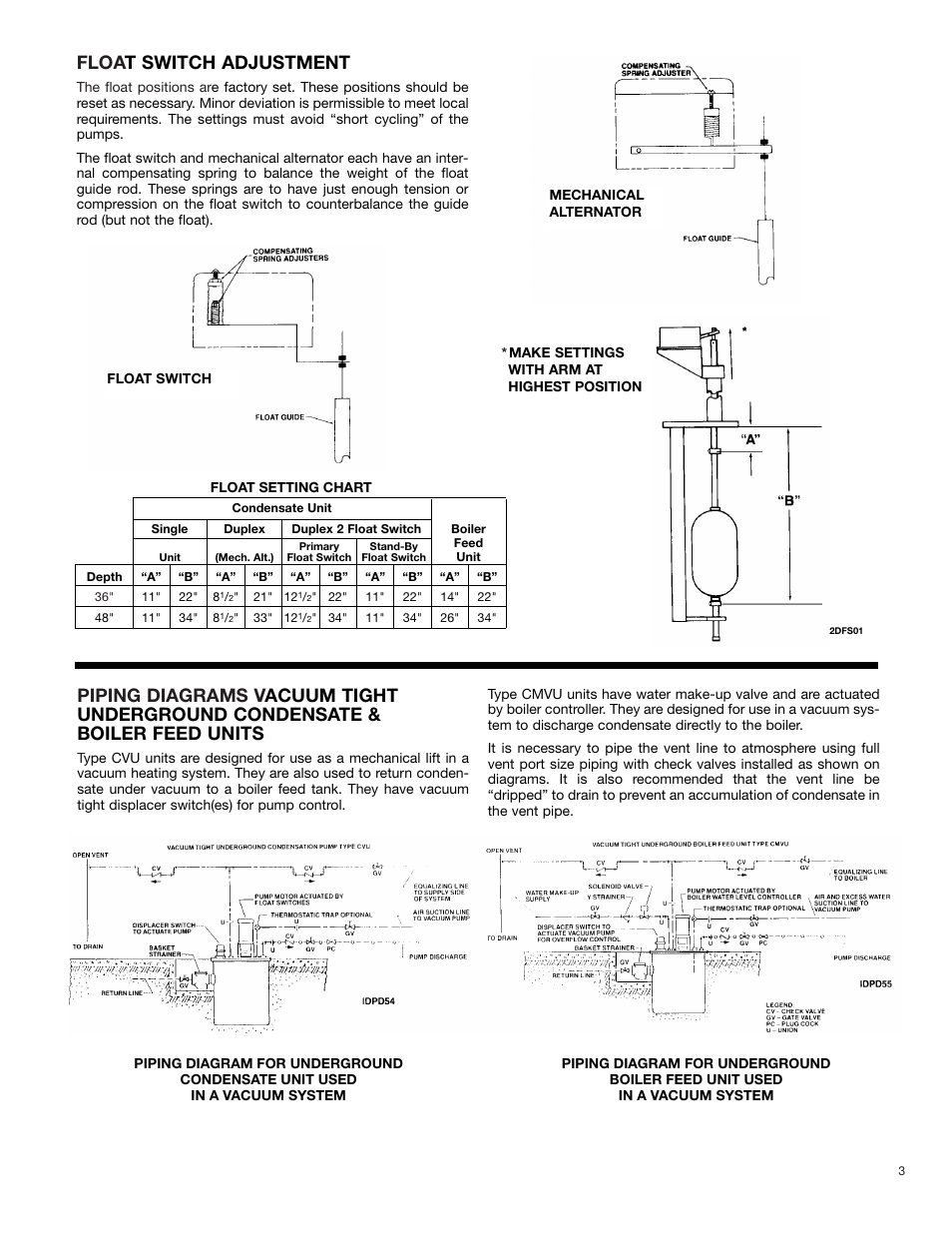 Floa t switch adjustment | Bell & Gossett DN0129D Series CMU User Manual | Page 3 / 8