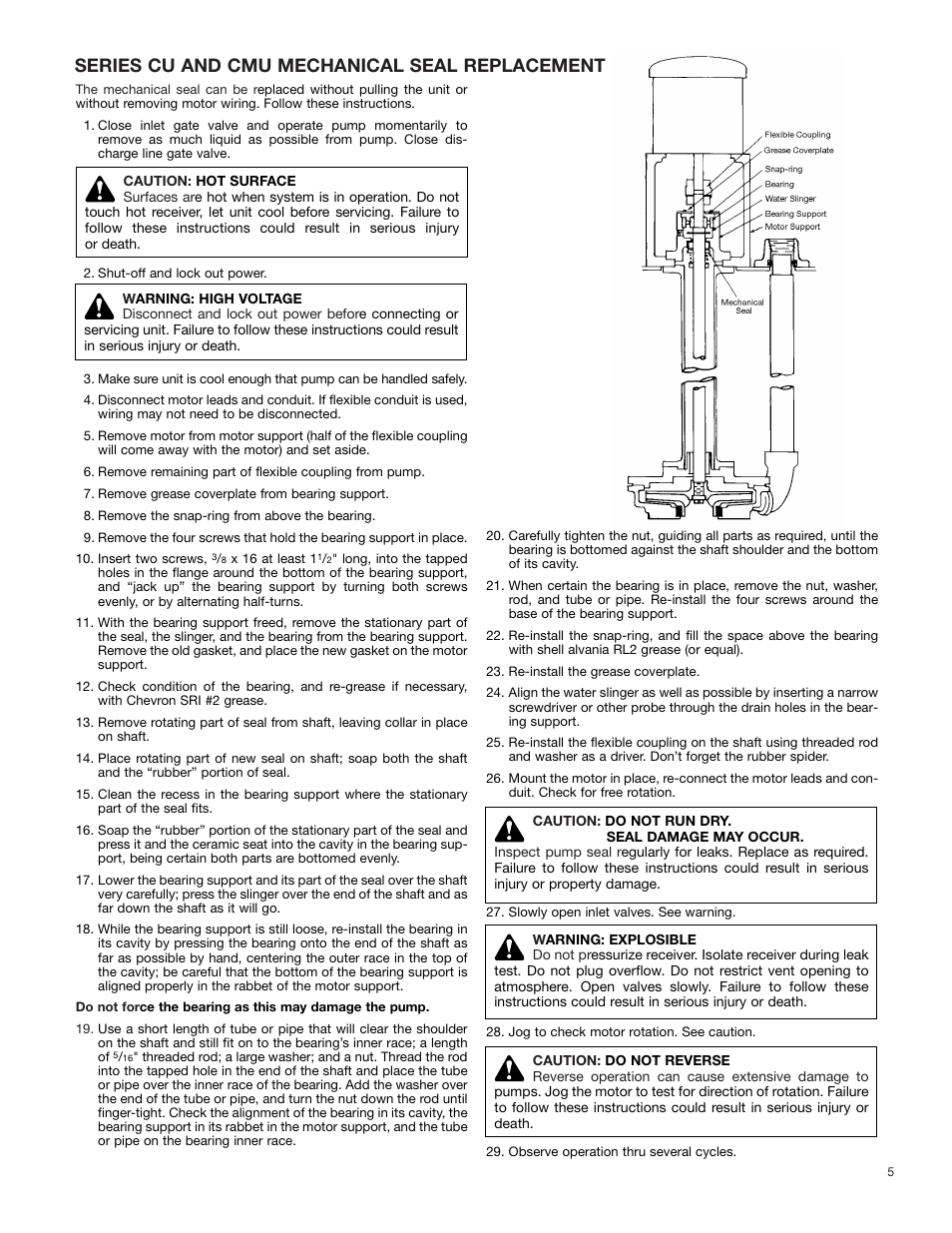 Series cu and cmu mechanical seal replacement | Bell & Gossett DN0129D Series CMU User Manual | Page 5 / 8