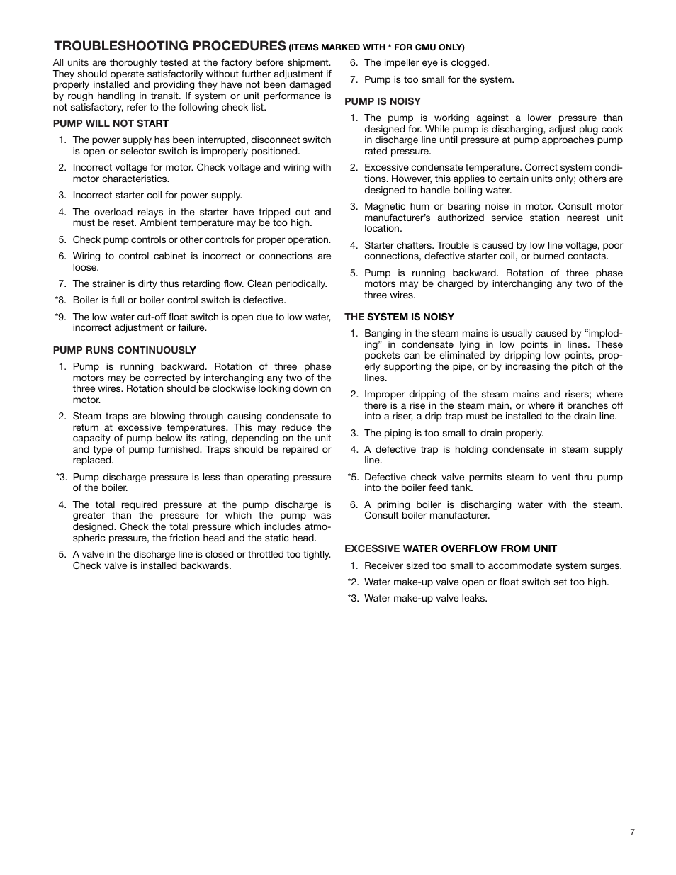 Troubleshooting procedures | Bell & Gossett DN0129D Series CMU User Manual | Page 7 / 8