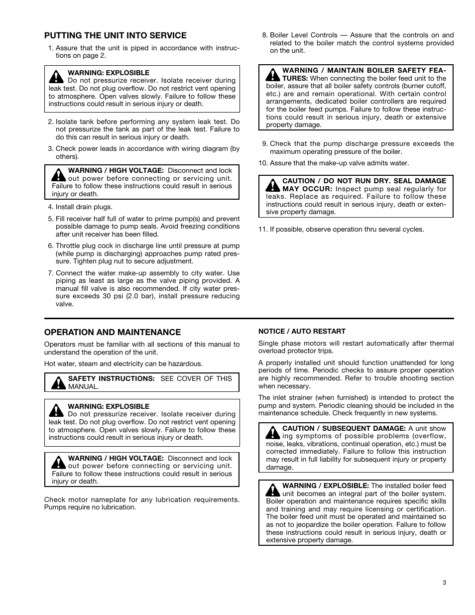 Bell & Gossett DN0162F HS Vented Boiler Feed Units Series HBF and VBF User Manual | Page 3 / 8