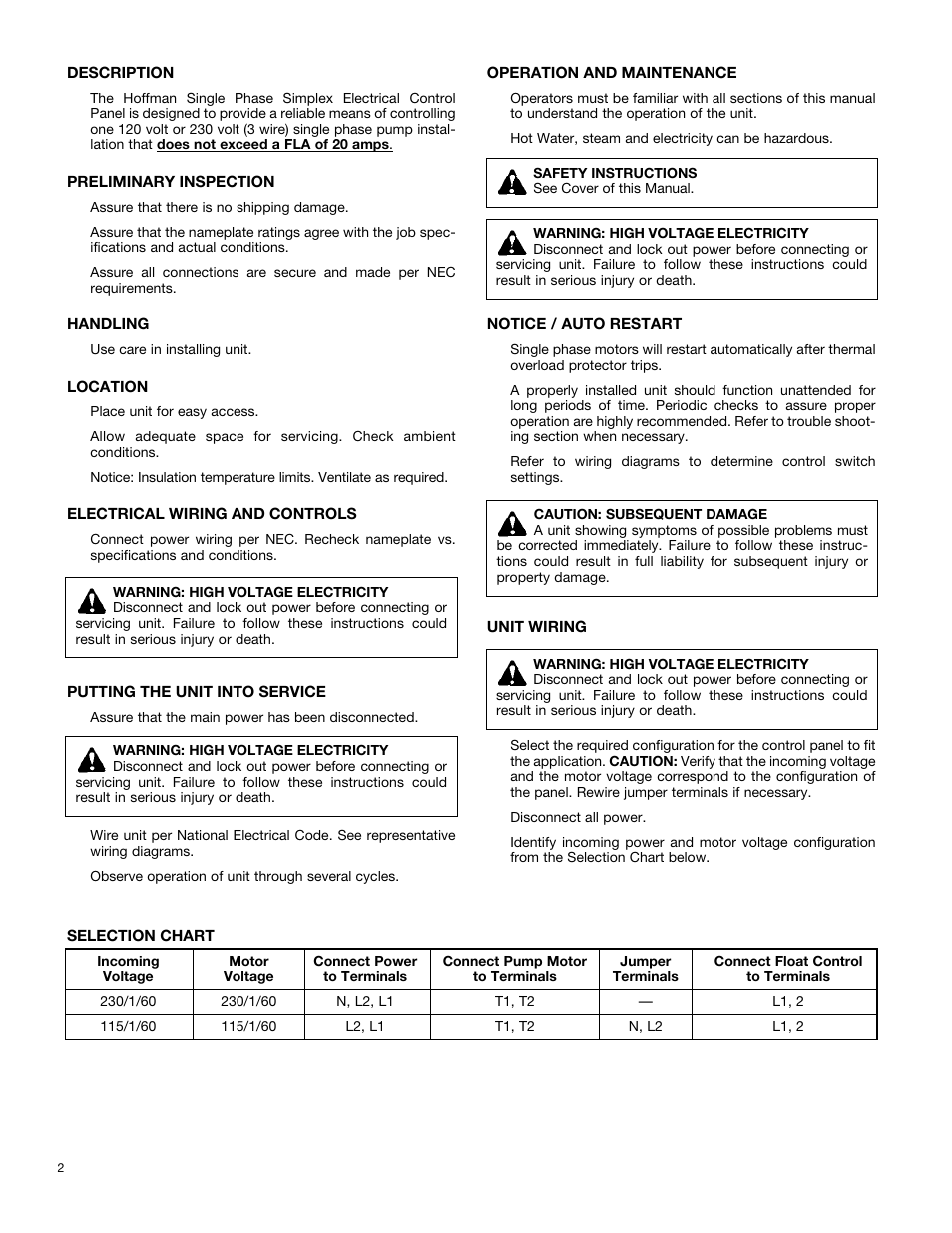 Bell & Gossett DN0178B HS Single Phase Simplex Control Panel User Manual | Page 2 / 4