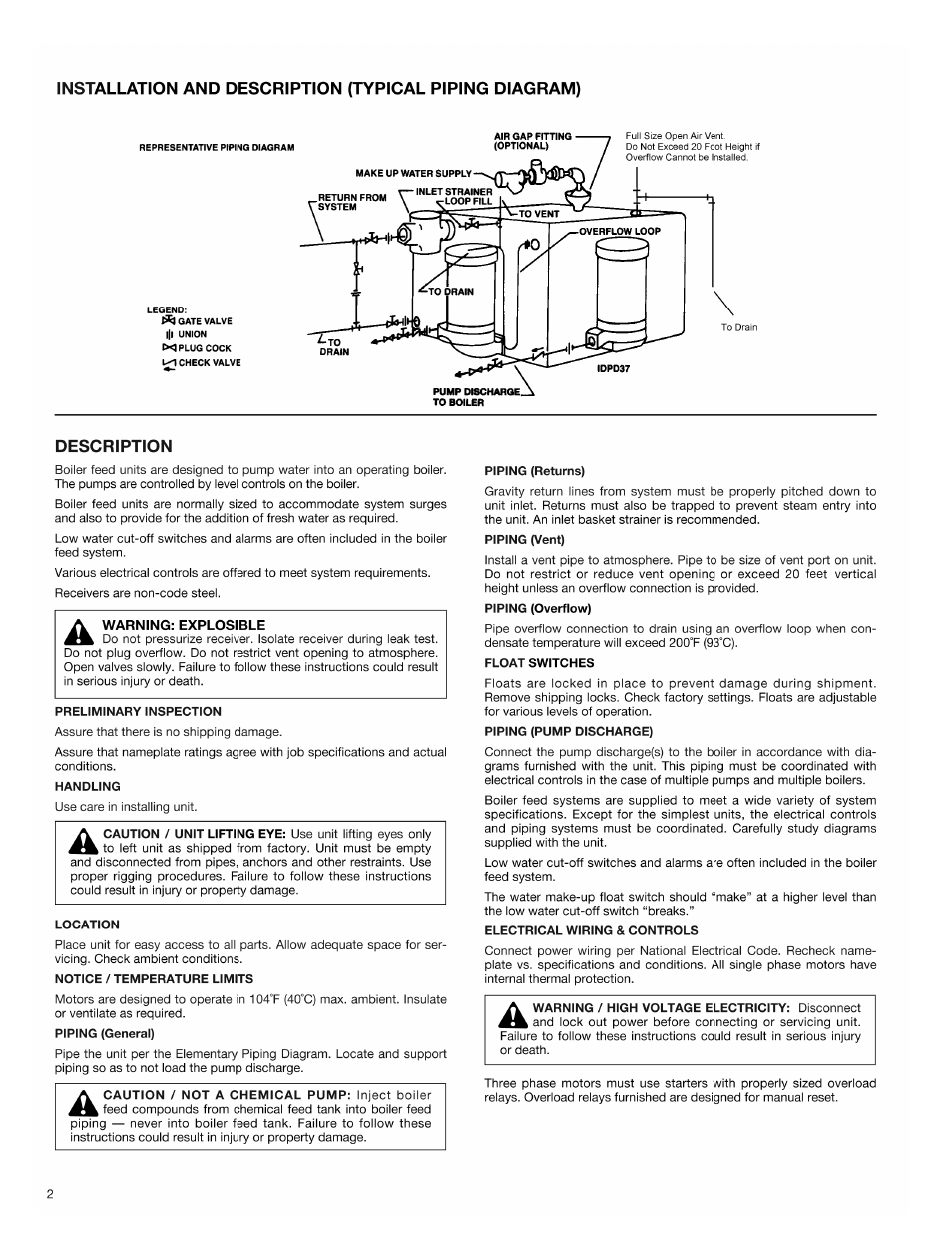 Bell & Gossett DN0412C HS Vented Boiler Feed Units Series HSM User Manual | Page 2 / 8