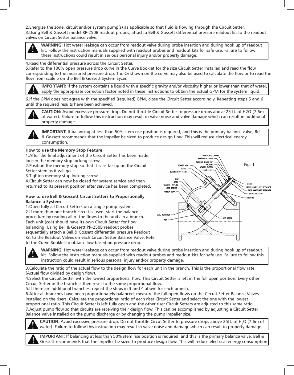 Bell & Gossett G10047E Circuit Setter Balance Valves 4” thru 12” sizes User Manual | Page 2 / 4