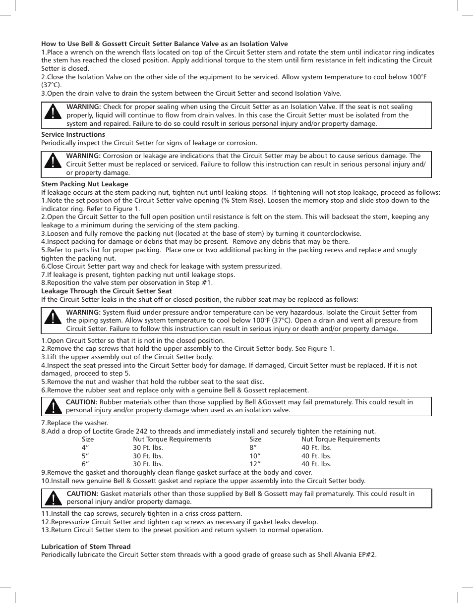 Bell & Gossett G10047E Circuit Setter Balance Valves 4” thru 12” sizes User Manual | Page 3 / 4