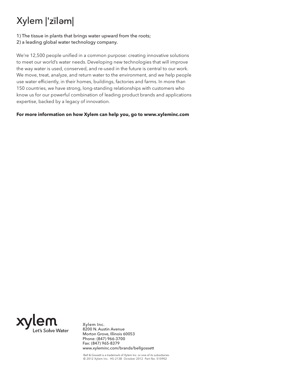 Xylem | Bell & Gossett HS 213B Series B2 Inverted Bucket Steam Trap Service Parts User Manual | Page 12 / 12