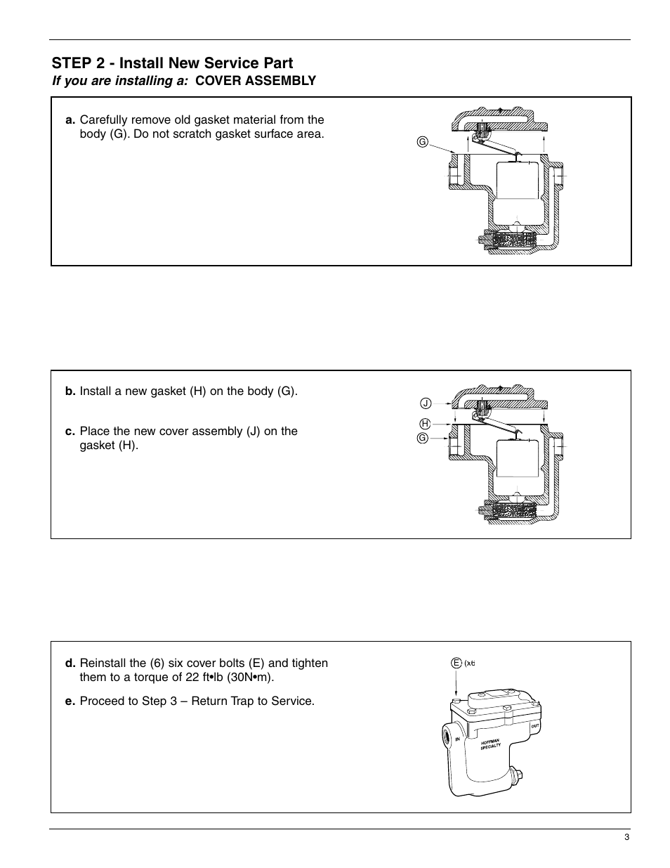 Step 2 - install new service part, If you are installing a | Bell & Gossett HS 213B Series B2 Inverted Bucket Steam Trap Service Parts User Manual | Page 3 / 12