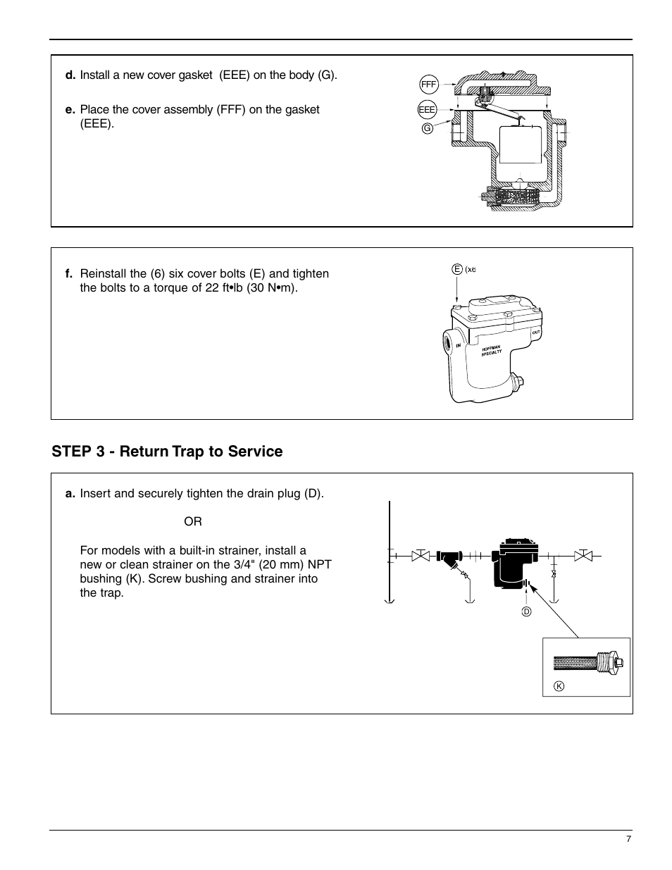 Step 3 - return trap to service | Bell & Gossett HS 213B Series B2 Inverted Bucket Steam Trap Service Parts User Manual | Page 7 / 12