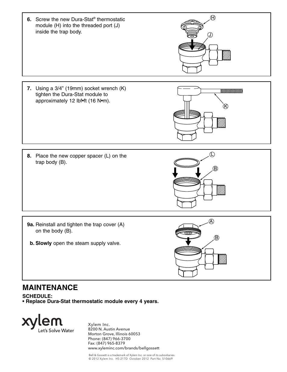 Maintenance | Bell & Gossett HS 217D Dura-Stat Thermostatic Module User Manual | Page 4 / 4