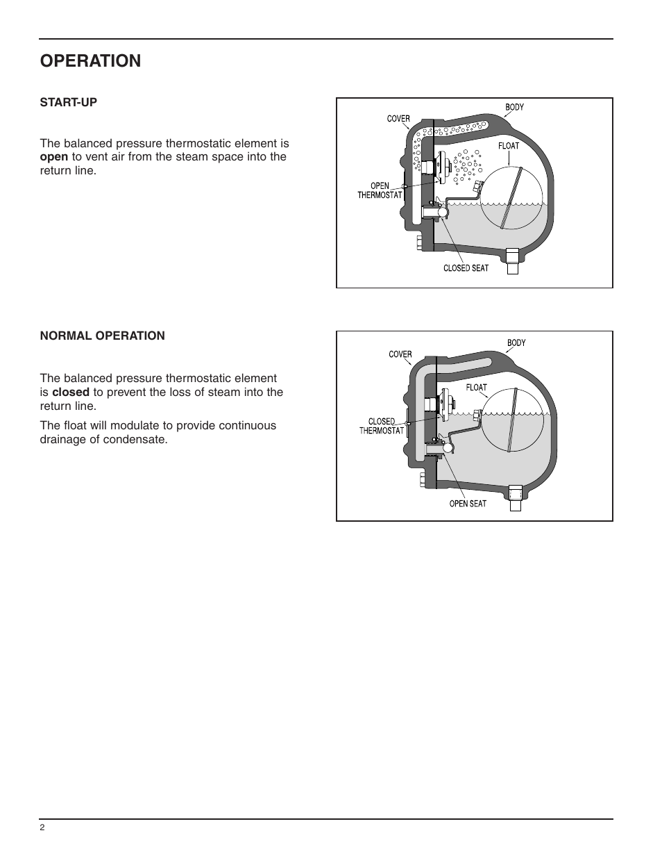 Operation | Bell & Gossett HS 232C Series I In-line Float and Thermostatic Steam Traps User Manual | Page 2 / 8