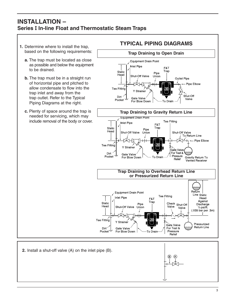 Installation | Bell & Gossett HS 232C Series I In-line Float and Thermostatic Steam Traps User Manual | Page 3 / 8