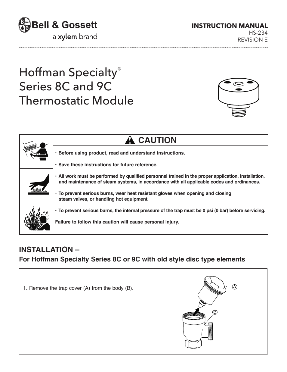 Bell & Gossett HS 234E Series 9C Thermostatic Module User Manual | 4 pages