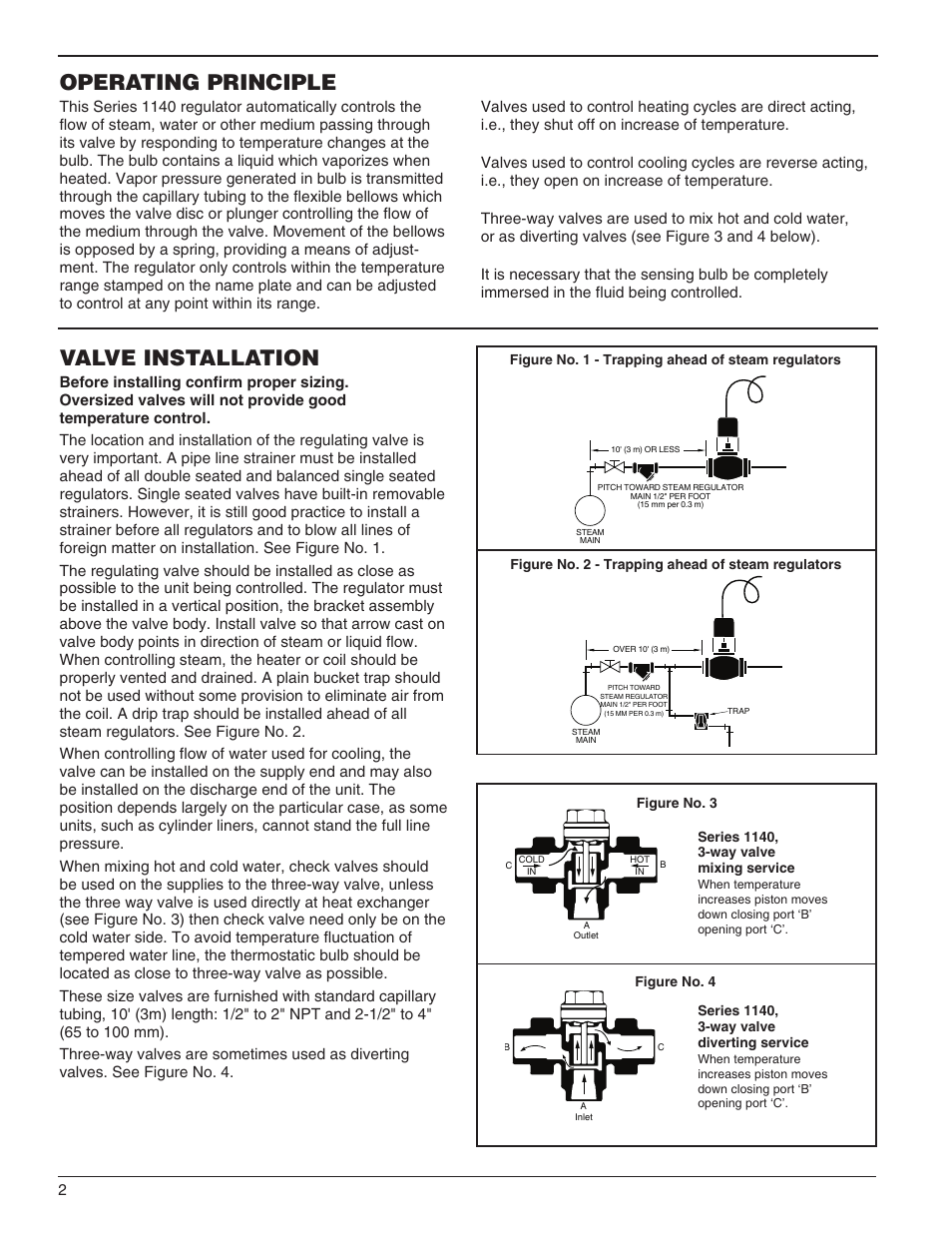 Operating principle, Valve installation | Bell & Gossett HS 504F Series 1141 Temperature Regulators User Manual | Page 2 / 12