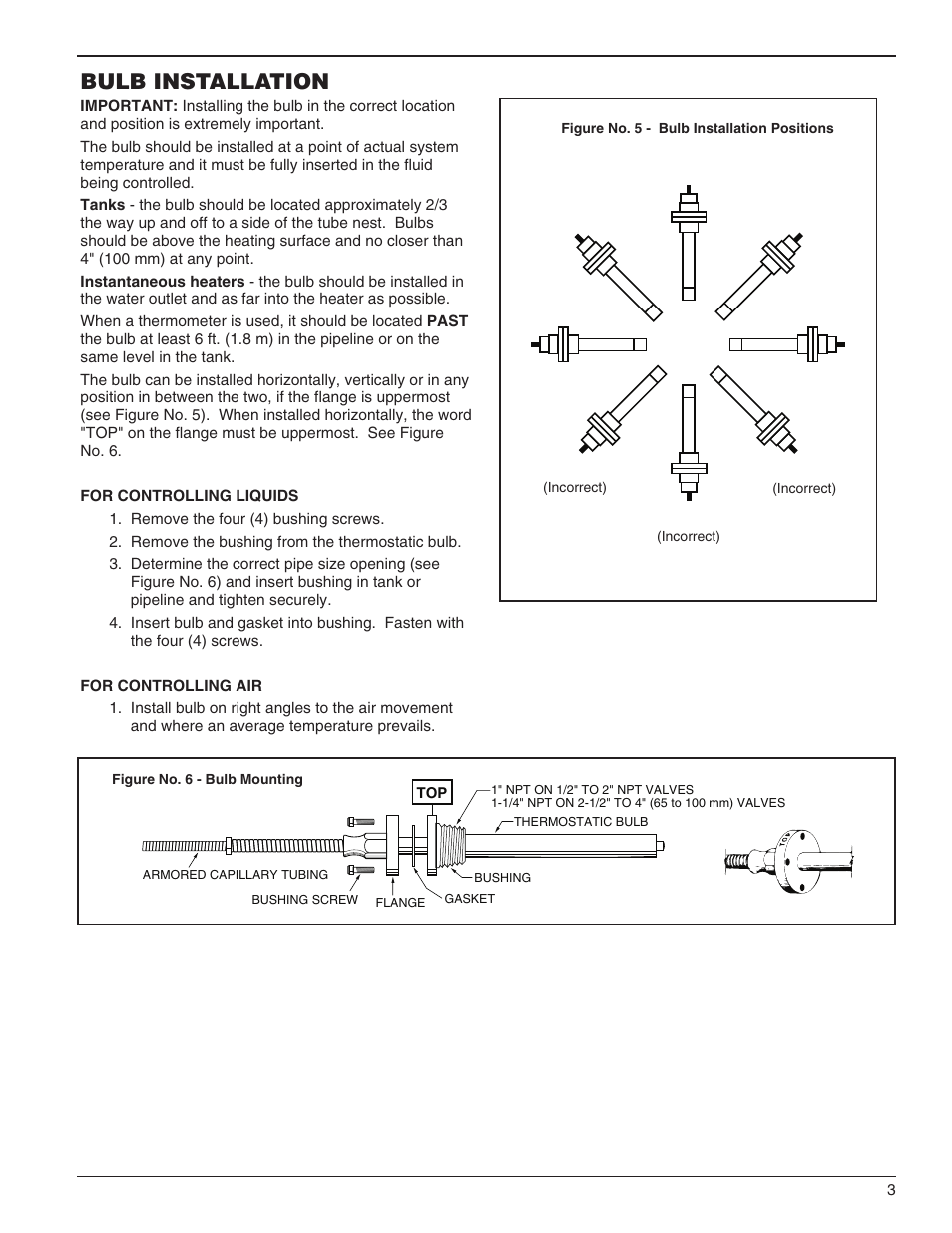 Bulb installation | Bell & Gossett HS 504F Series 1141 Temperature Regulators User Manual | Page 3 / 12