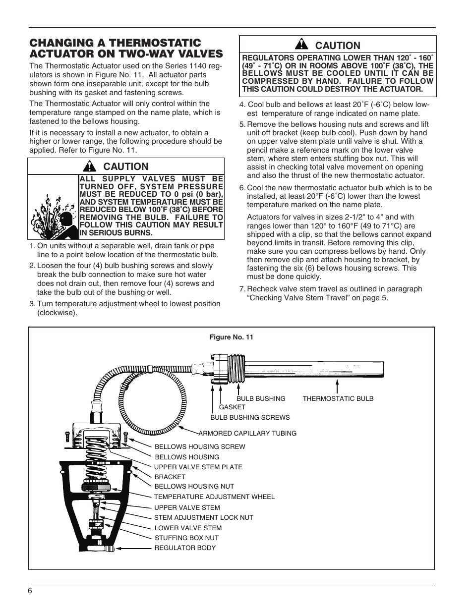 Changing a thermostatic actuator on two-way valves, Caution | Bell & Gossett HS 504F Series 1141 Temperature Regulators User Manual | Page 6 / 12