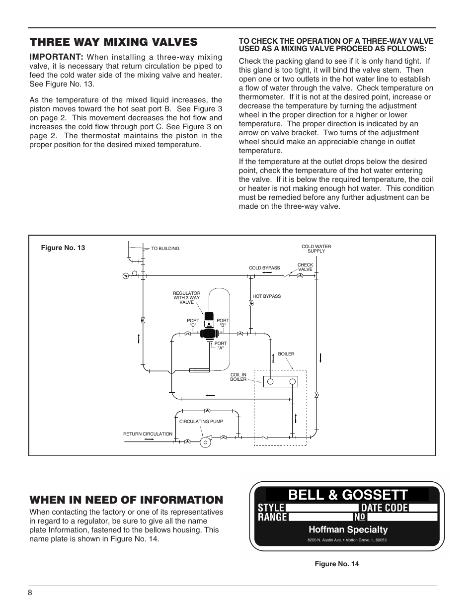 Three way mixing valves, When in need of information, Important | Bell & Gossett HS 504F Series 1141 Temperature Regulators User Manual | Page 8 / 12