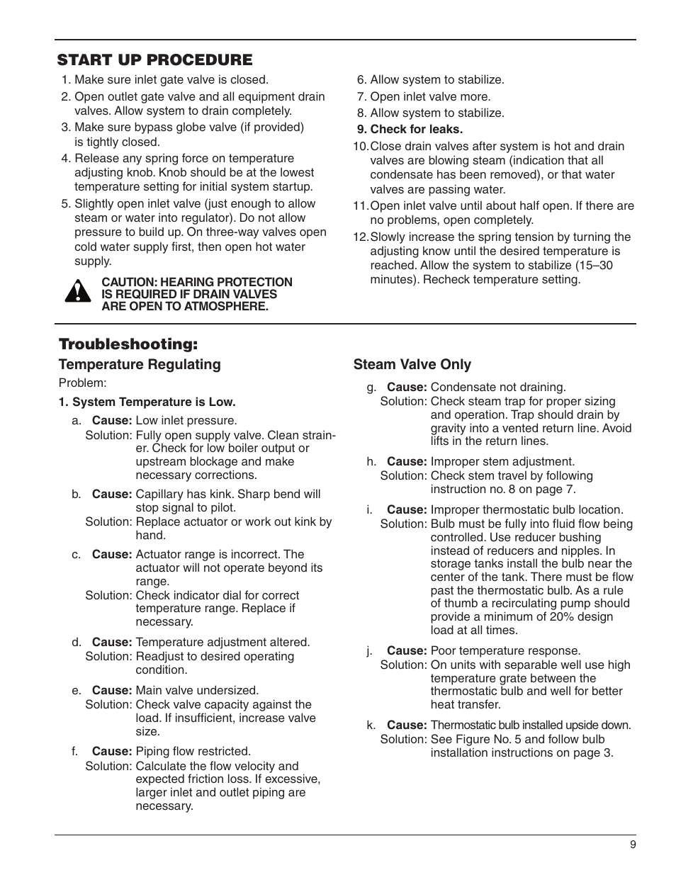 Start up procedure, Troubleshooting | Bell & Gossett HS 504F Series 1141 Temperature Regulators User Manual | Page 9 / 12
