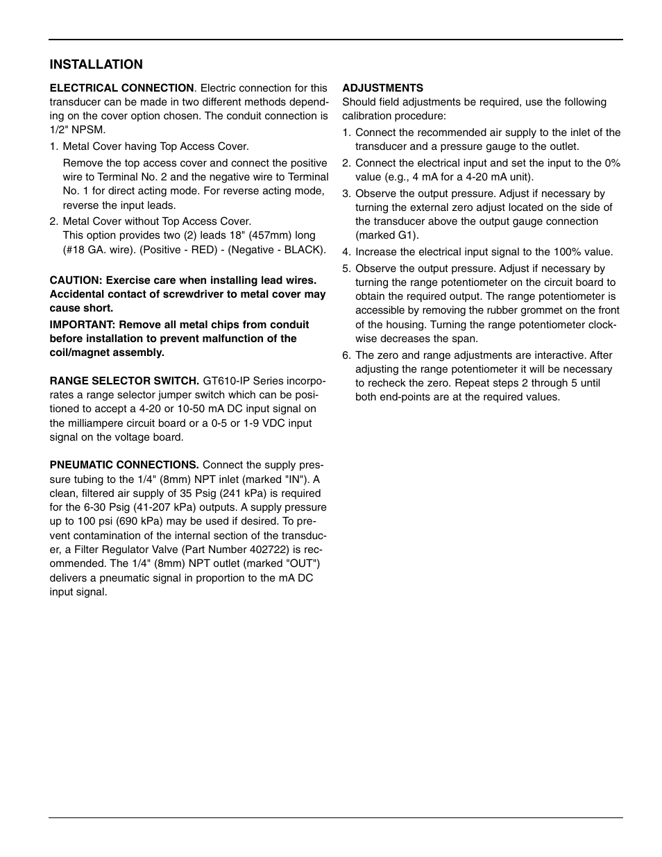 Bell & Gossett HS 618B Series GT610-IP Electronic-Pneumatic Transducer User Manual | Page 3 / 4