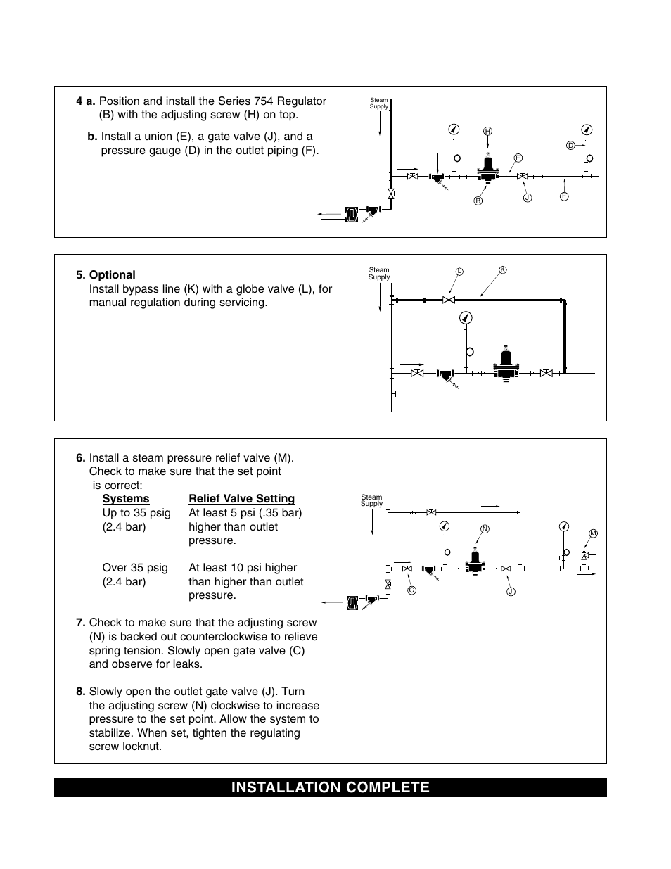 Installation complete | Bell & Gossett HS 619B Series 754 Self-Contained Pressure Reducing Regulator User Manual | Page 3 / 4