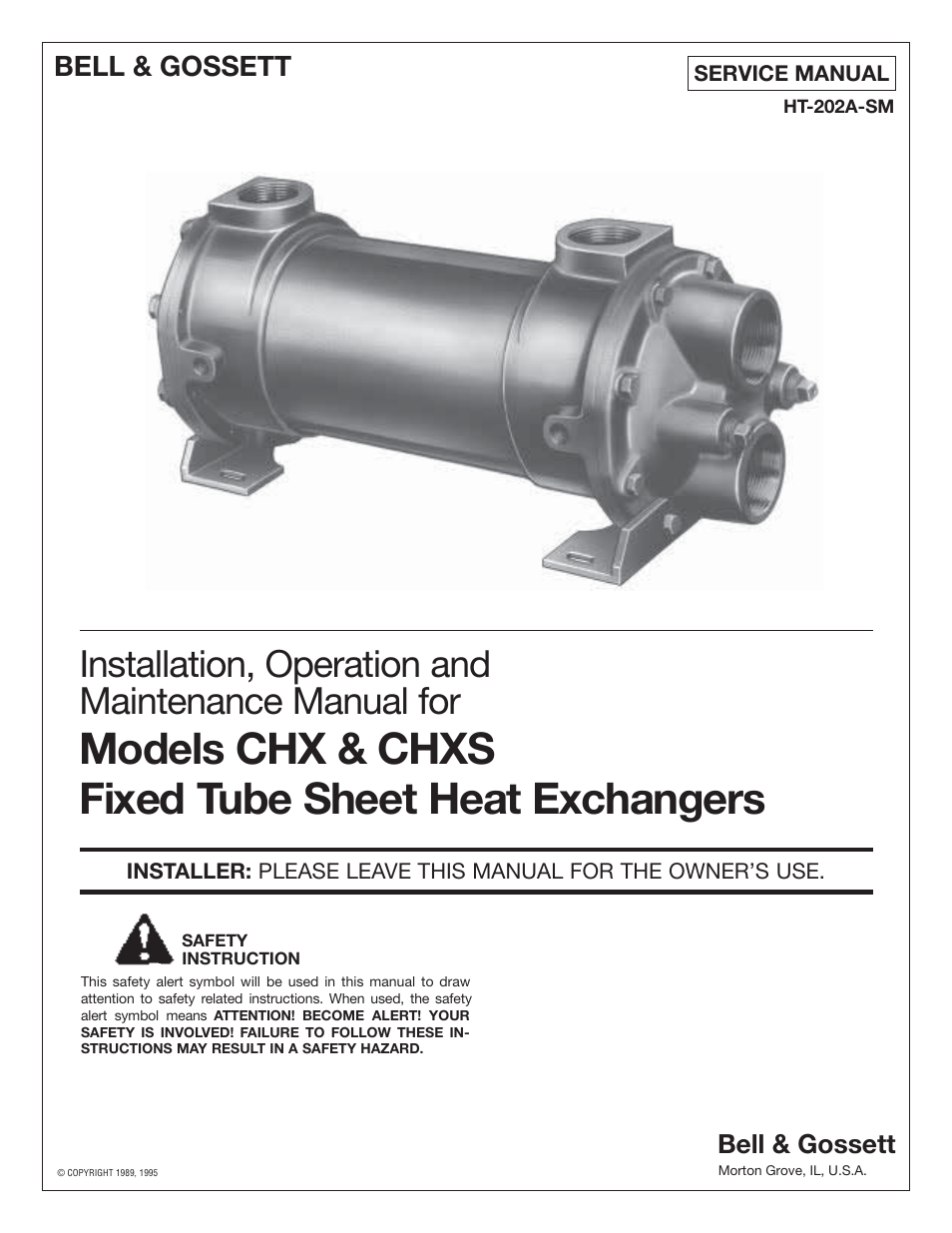 Bell & Gossett HT 202A SM Models CHXS Fixed Tube Sheet Heat Exchangers User Manual | 4 pages