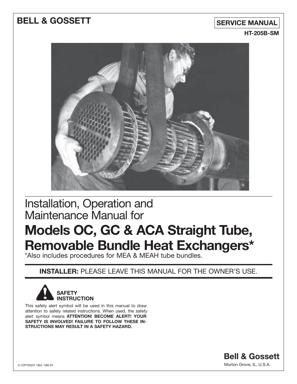 Bell & Gossett HT 205B SM Models ACA Straight Tube, Removable Bundle Heat Exchangers User Manual | 8 pages