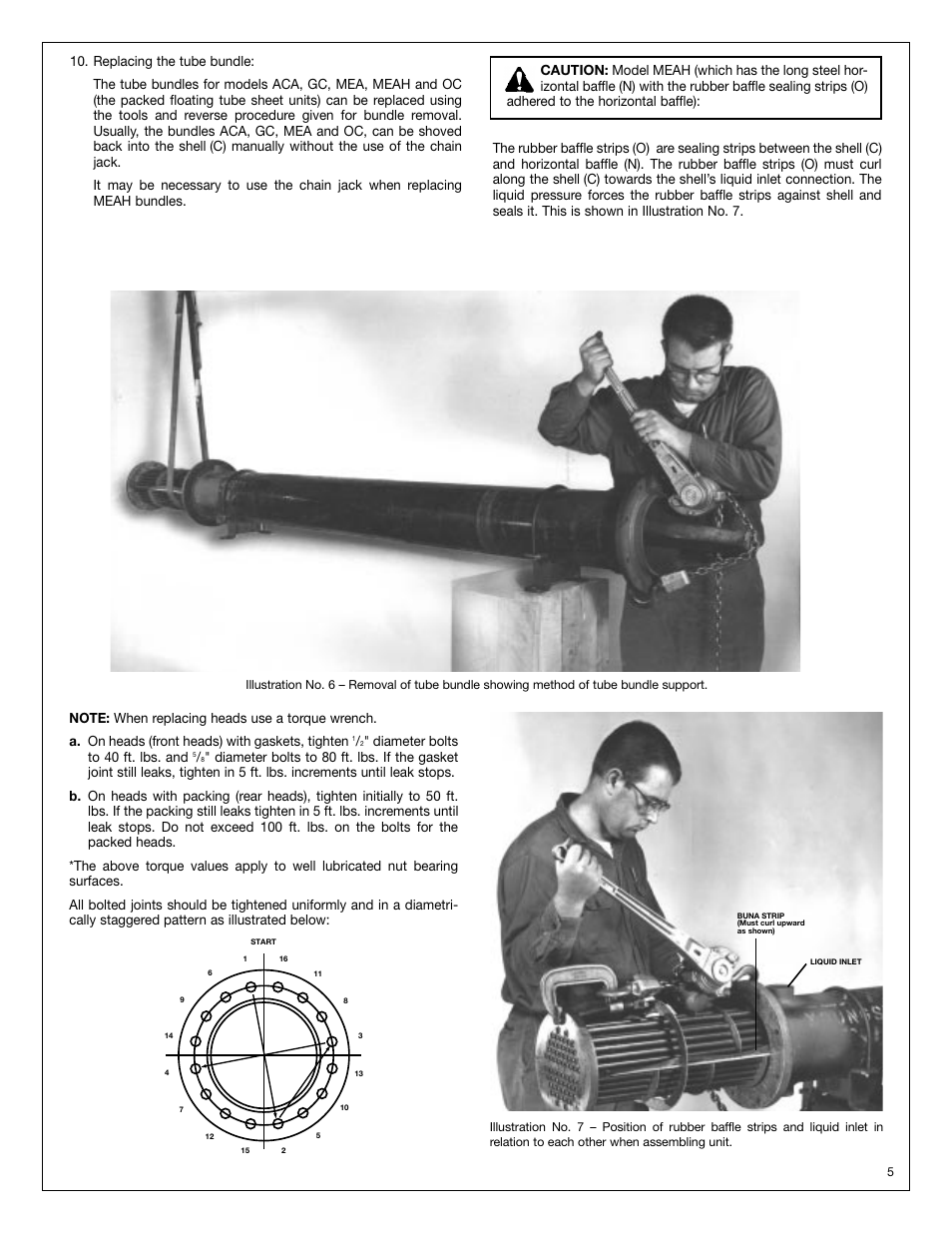 Diameter bolts to 40 ft. lbs. and | Bell & Gossett HT 205B SM Models ACA Straight Tube, Removable Bundle Heat Exchangers User Manual | Page 5 / 8