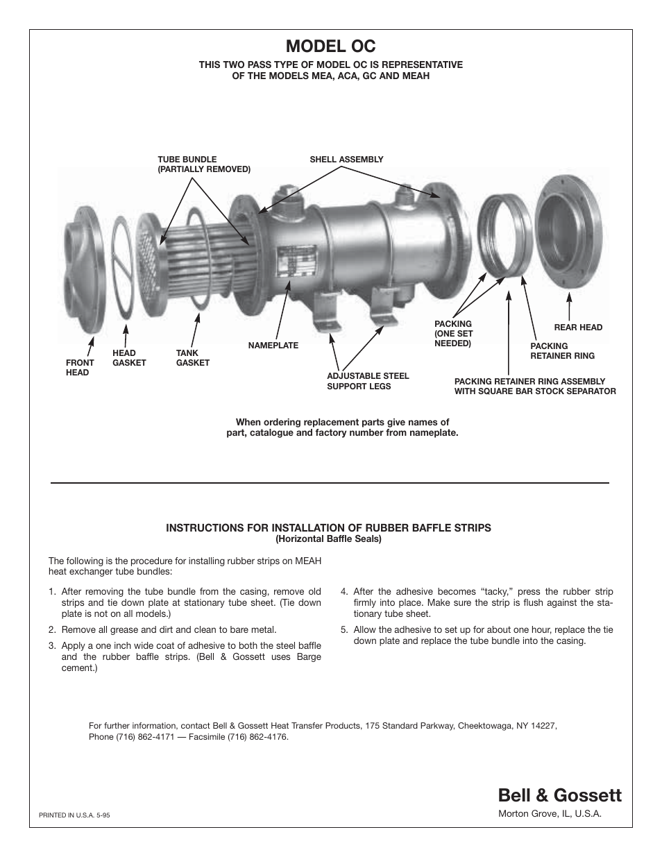 Bell & gossett, Model oc | Bell & Gossett HT 205B SM Models ACA Straight Tube, Removable Bundle Heat Exchangers User Manual | Page 8 / 8