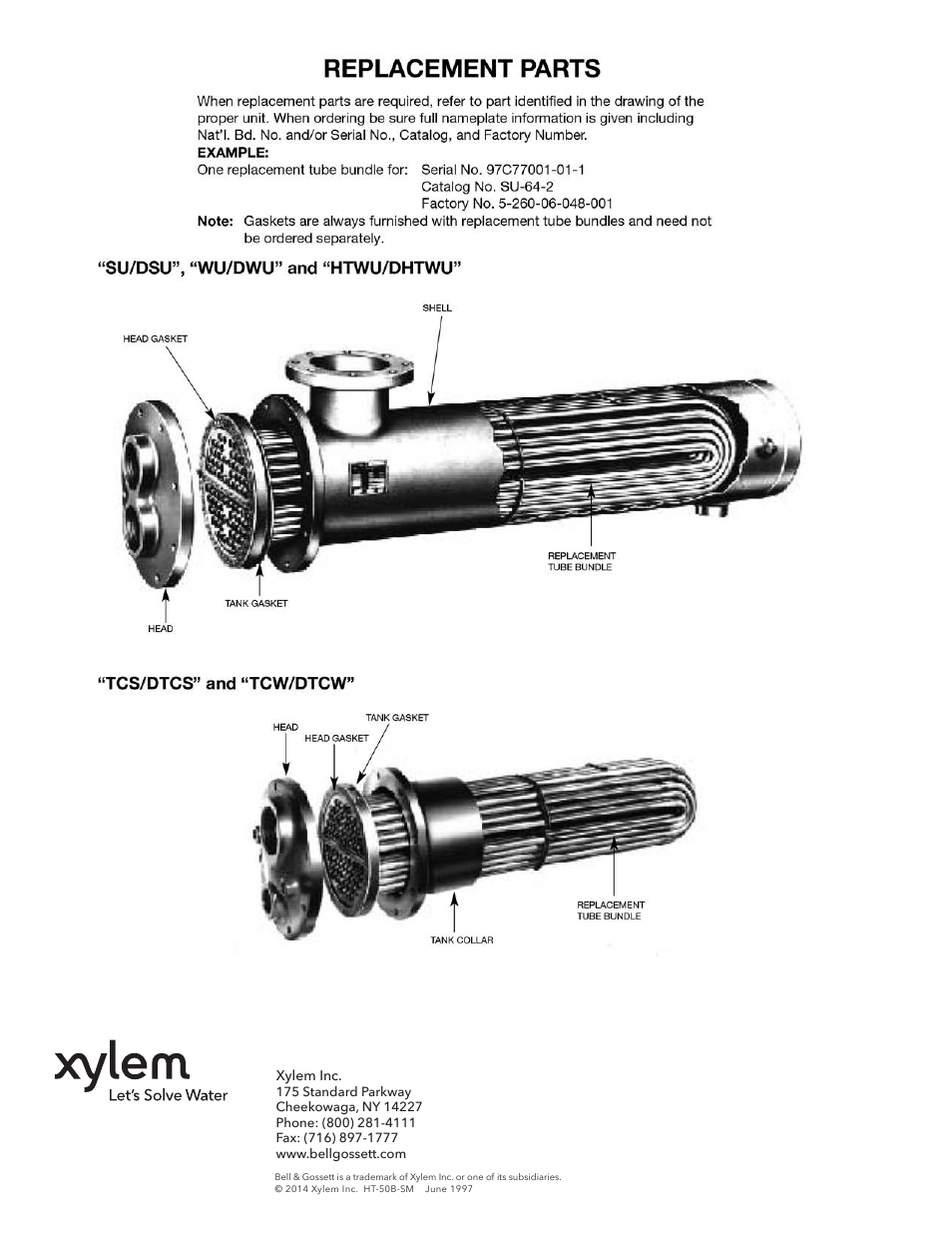 Bell & Gossett HT 50B SM B&G Series U Heat Exchangers Removable Bundle Design User Manual | Page 8 / 8