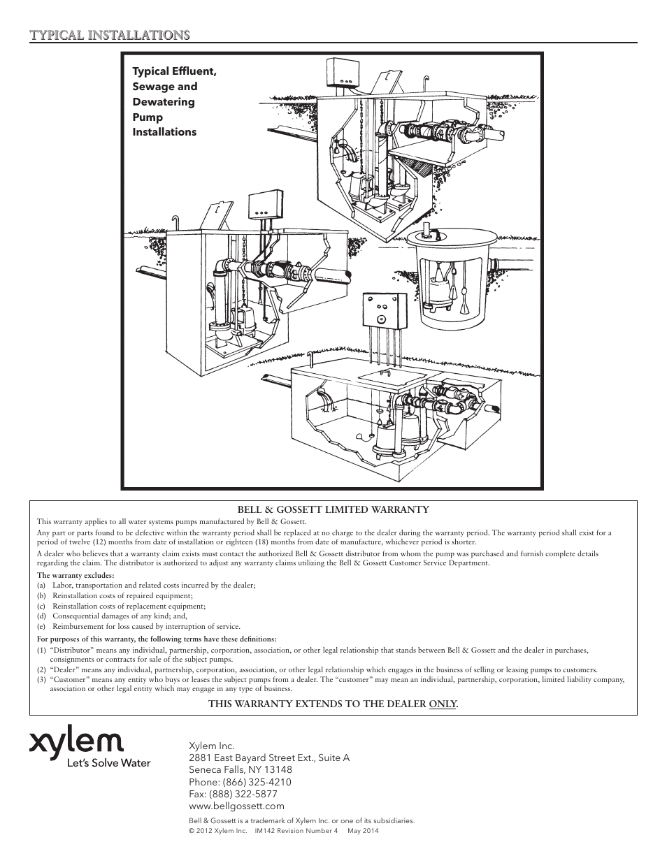 Typical installations | Bell & Gossett IM142R04 Wastewater Pumps Dewatering, Effluent and Sewage User Manual | Page 11 / 36