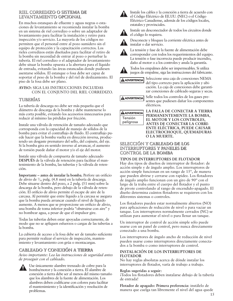 Bell & Gossett IM142R04 Wastewater Pumps Dewatering, Effluent and Sewage User Manual | Page 15 / 36
