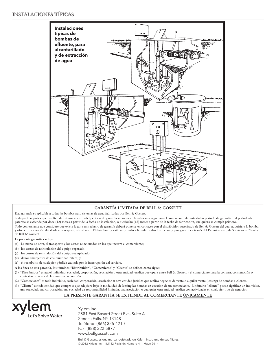 Instalaciones típicas | Bell & Gossett IM142R04 Wastewater Pumps Dewatering, Effluent and Sewage User Manual | Page 23 / 36