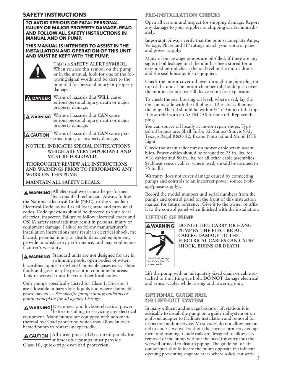 Bell & Gossett IM142R04 Wastewater Pumps Dewatering, Effluent and Sewage User Manual | Page 3 / 36
