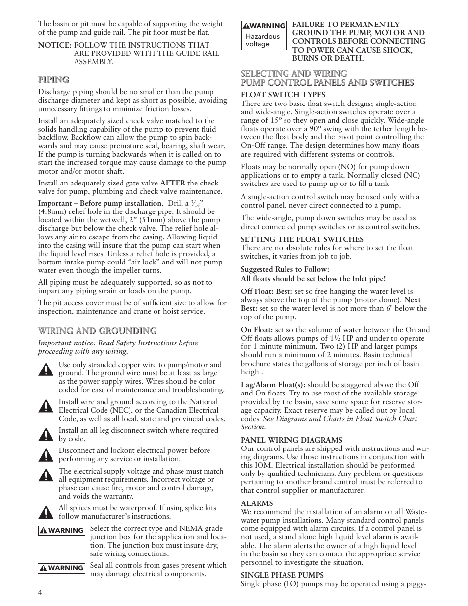 Bell & Gossett IM142R04 Wastewater Pumps Dewatering, Effluent and Sewage User Manual | Page 4 / 36