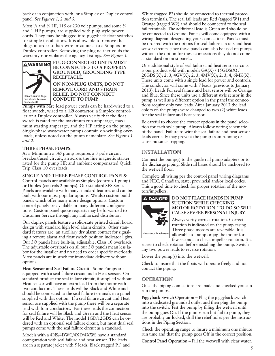 Bell & Gossett IM142R04 Wastewater Pumps Dewatering, Effluent and Sewage User Manual | Page 5 / 36