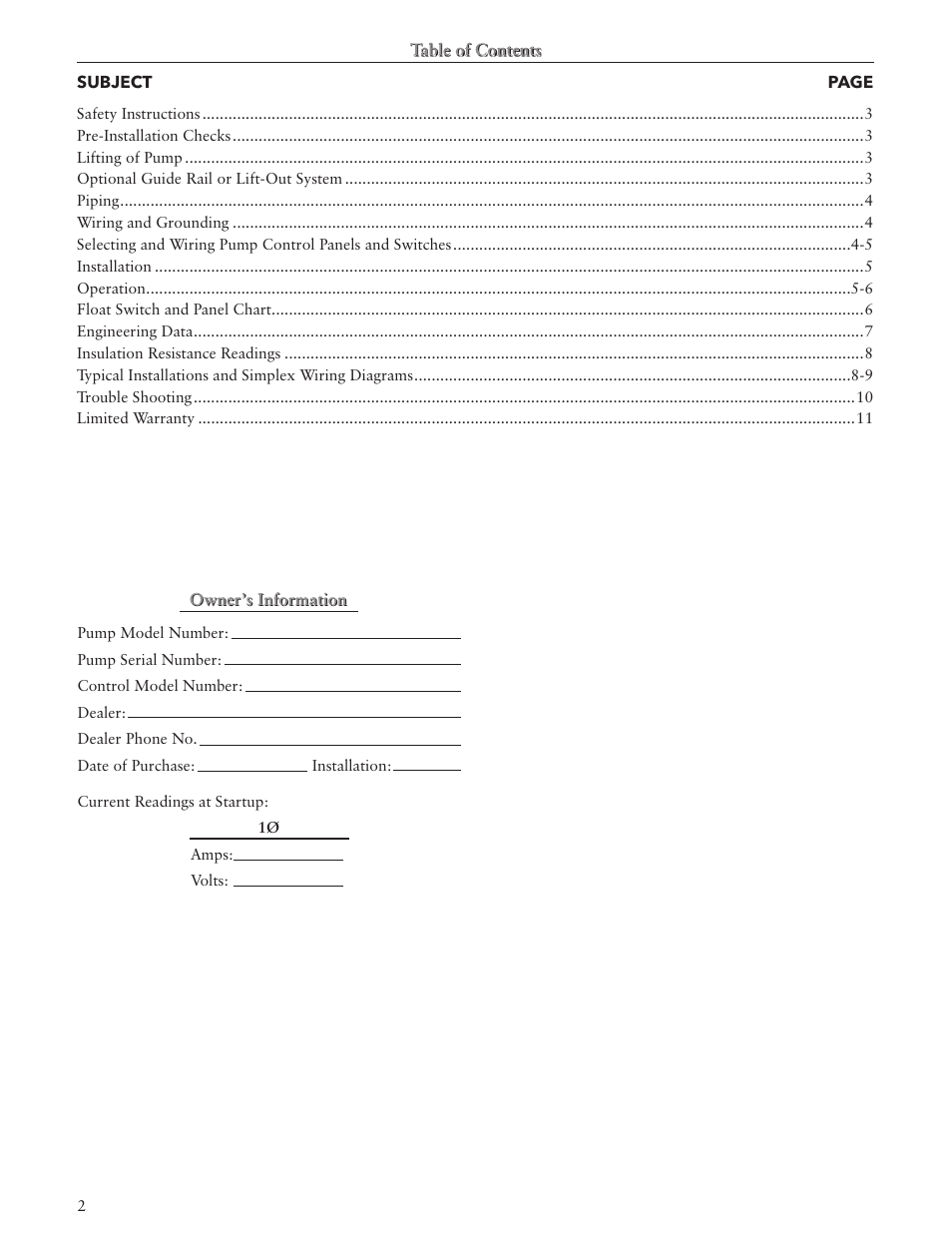 Bell & Gossett IM143 R02 Single Phase Sump, Effluent and Sewage User Manual | Page 2 / 36