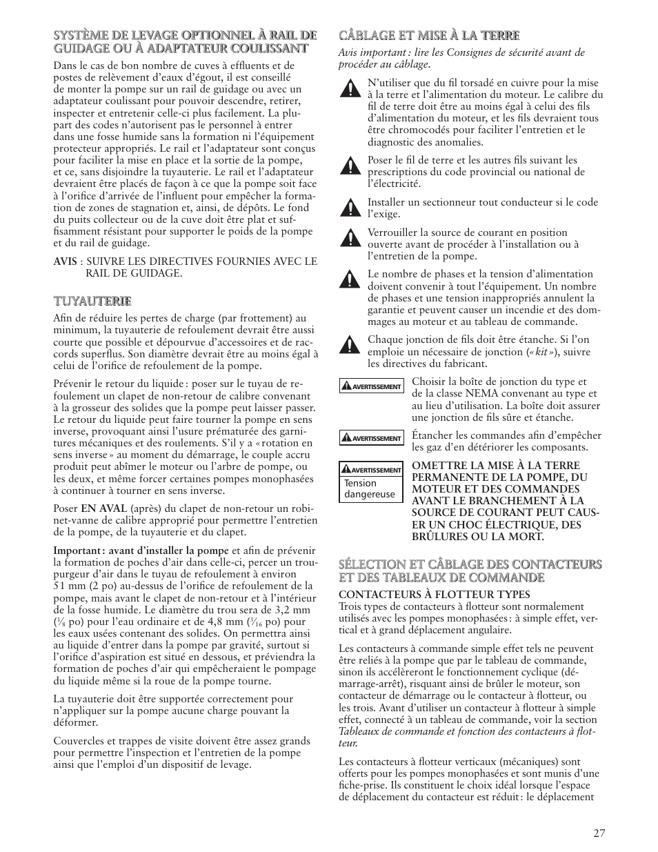 Bell & Gossett IM143 R02 Single Phase Sump, Effluent and Sewage User Manual | Page 27 / 36