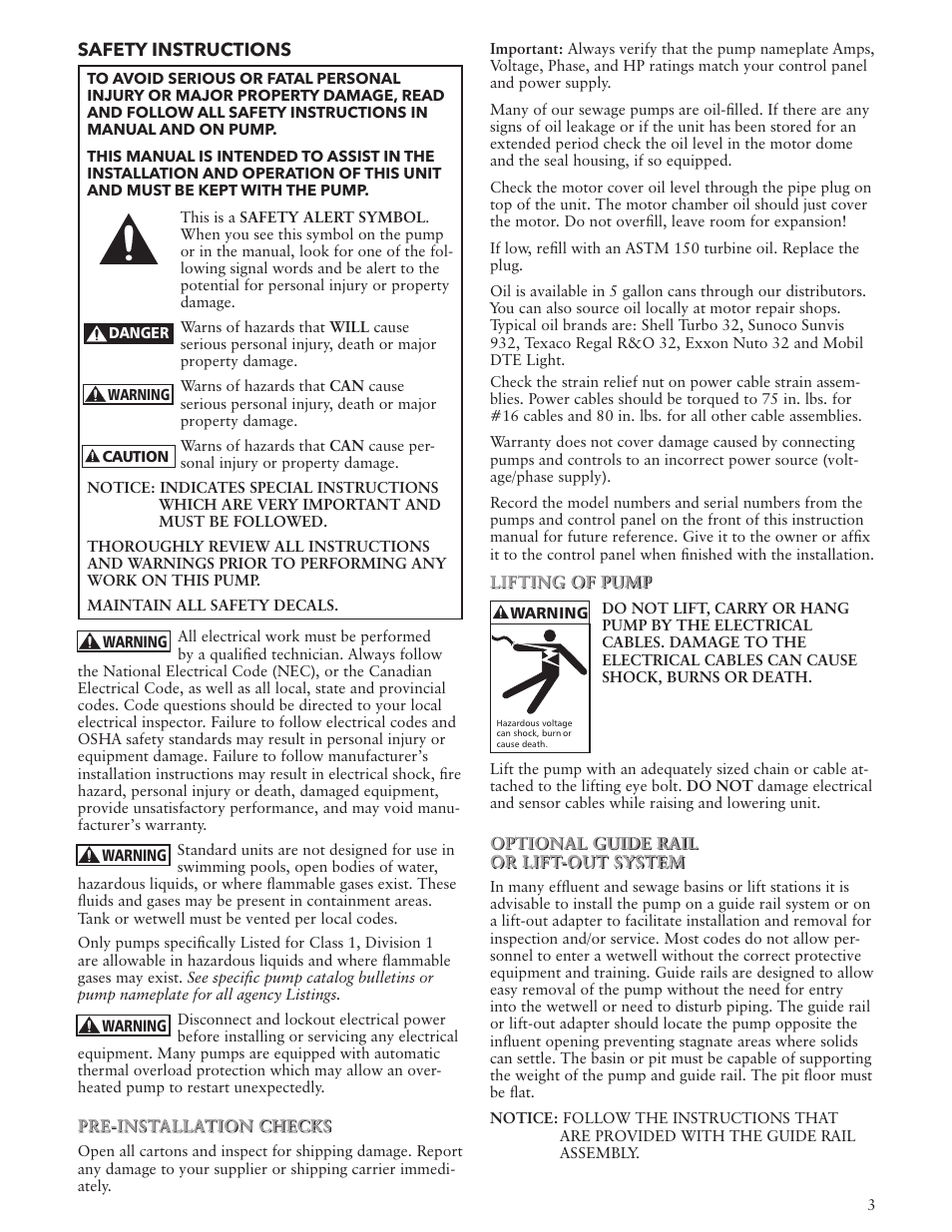 Bell & Gossett IM143 R02 Single Phase Sump, Effluent and Sewage User Manual | Page 3 / 36