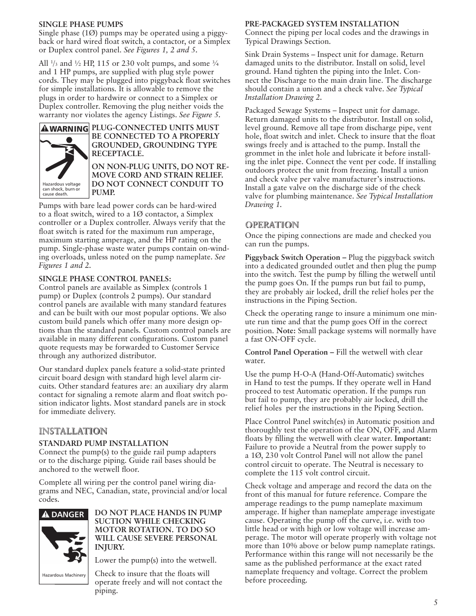 Bell & Gossett IM143 R02 Single Phase Sump, Effluent and Sewage User Manual | Page 5 / 36