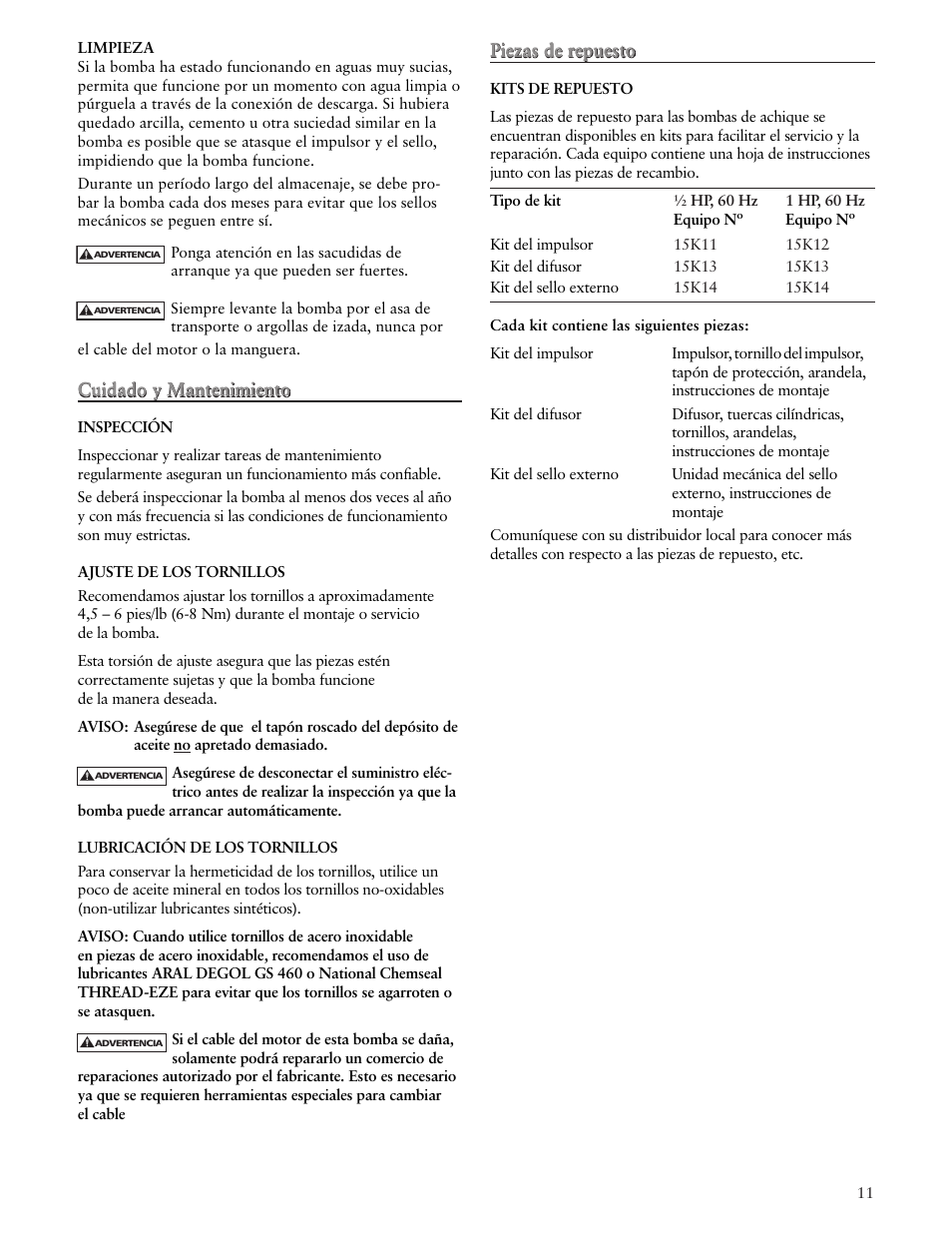 Bell & Gossett IM178 R02 Ditch Wizard Contractor Dewatering Pump User Manual | Page 11 / 20