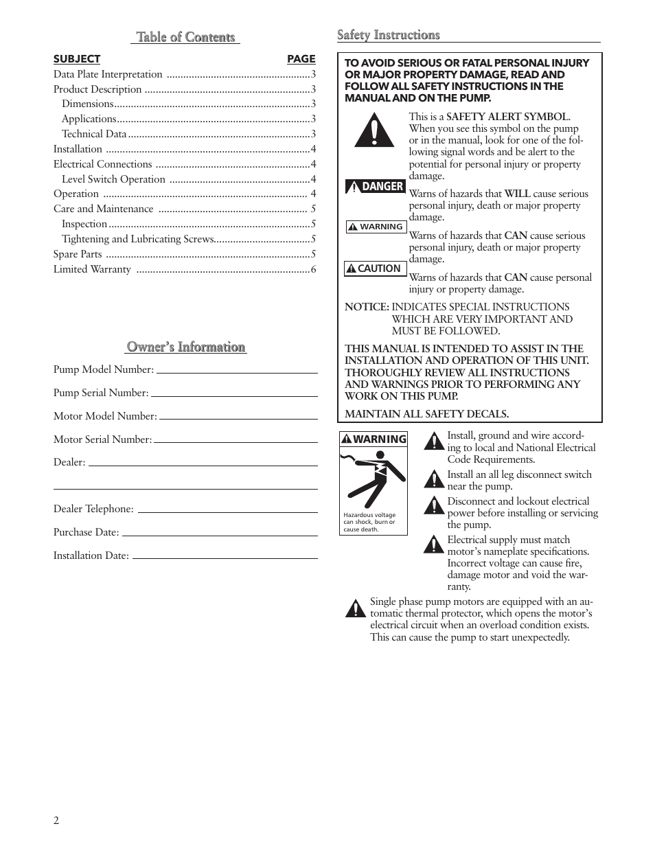 Bell & Gossett IM178 R02 Ditch Wizard Contractor Dewatering Pump User Manual | Page 2 / 20