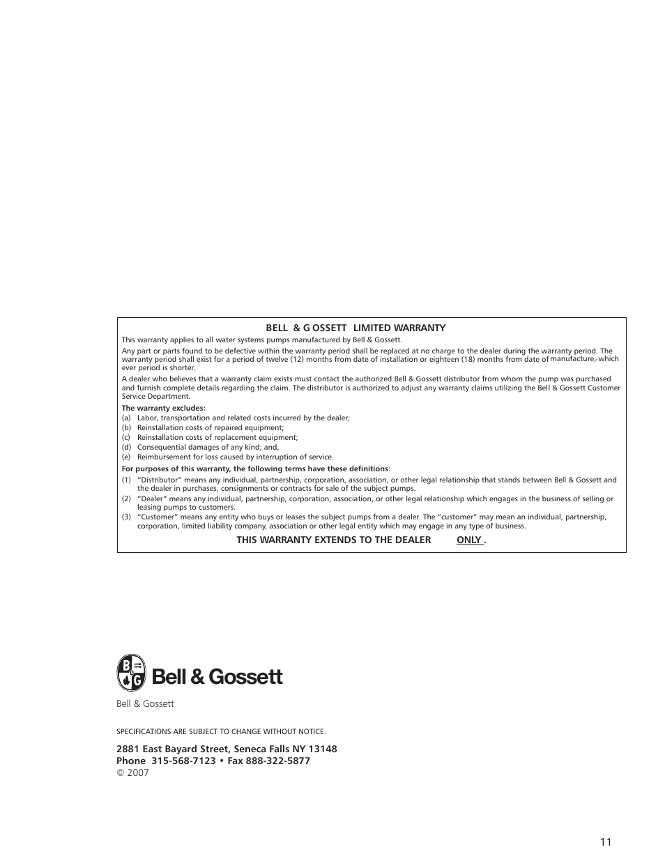 Bell & gossett | Bell & Gossett IM179 R02 Single Phase, Single Seal Grinder Pump User Manual | Page 11 / 36