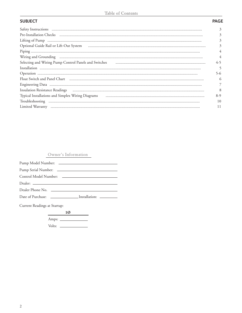 Bell & Gossett IM179 R02 Single Phase, Single Seal Grinder Pump User Manual | Page 2 / 36