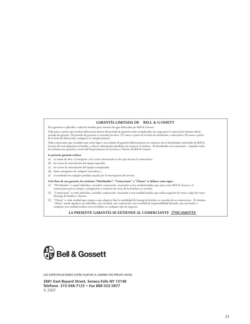 Bell & gossett | Bell & Gossett IM179 R02 Single Phase, Single Seal Grinder Pump User Manual | Page 23 / 36