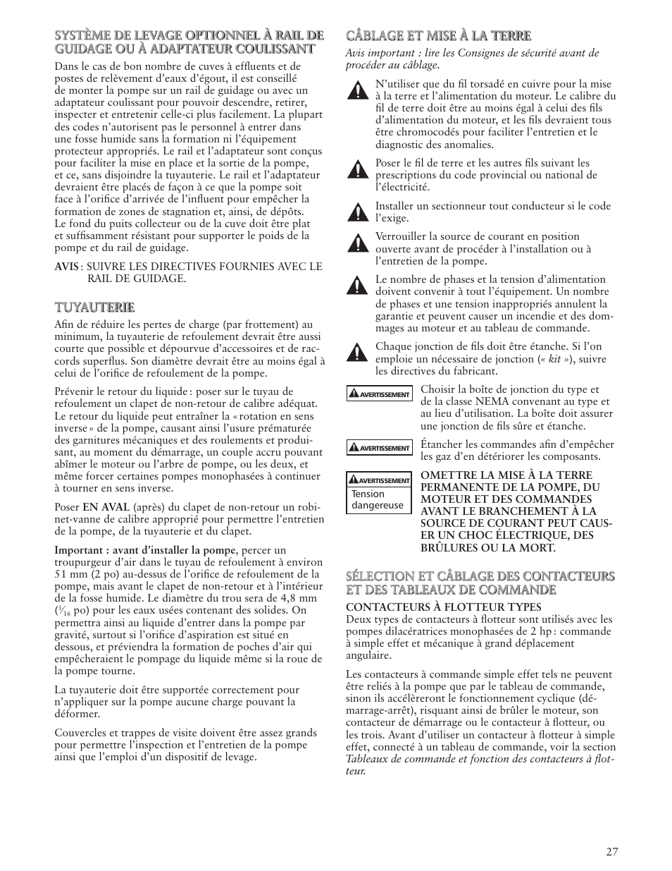 Bell & Gossett IM179 R02 Single Phase, Single Seal Grinder Pump User Manual | Page 27 / 36