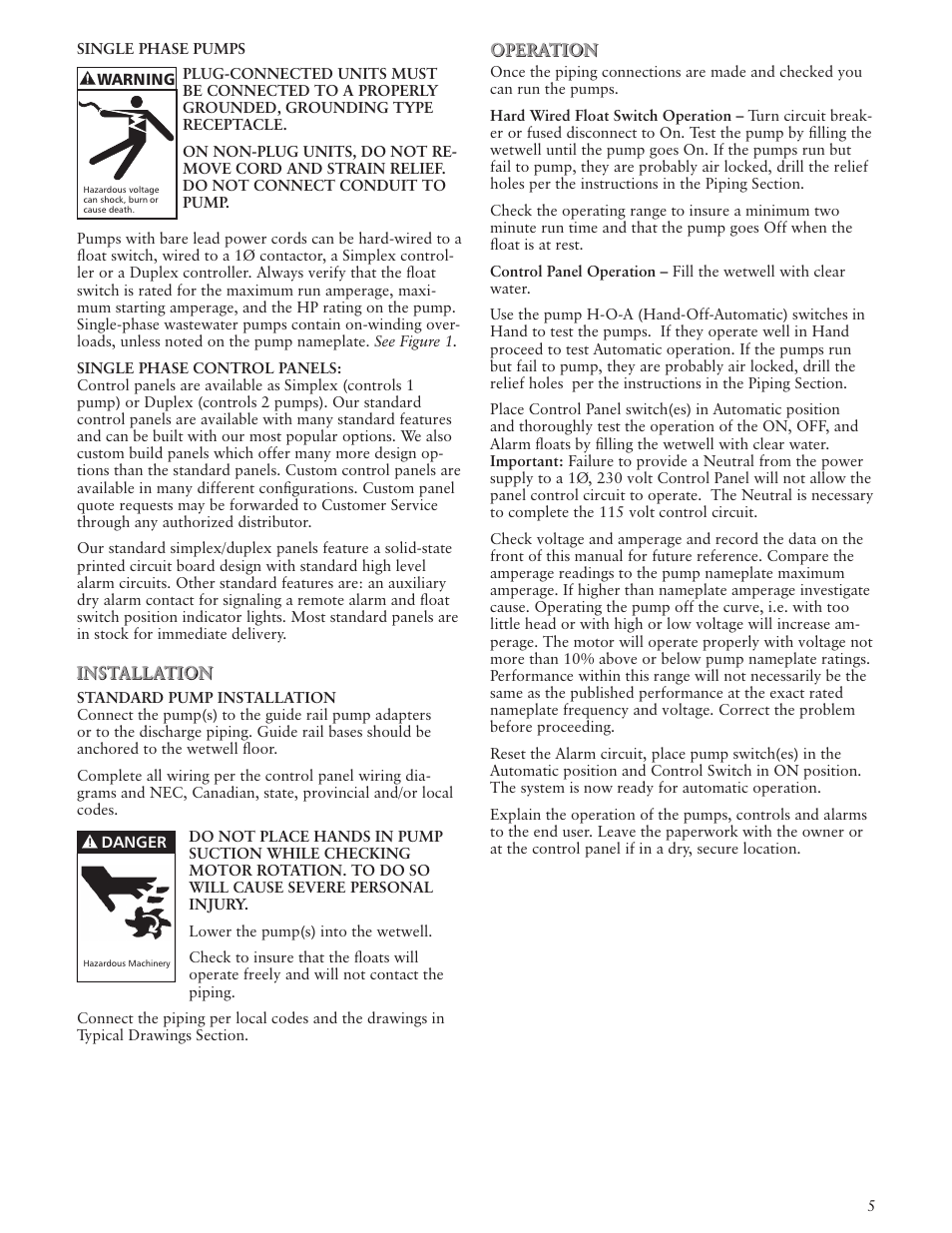 Bell & Gossett IM179 R02 Single Phase, Single Seal Grinder Pump User Manual | Page 5 / 36