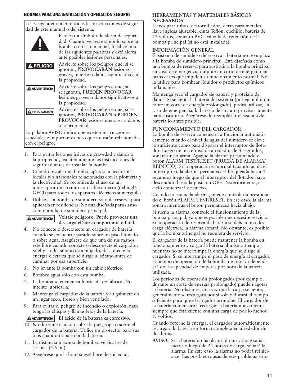 Bell & Gossett IM193 R03 Rev 2 Battery Backup Sump Pump User Manual | Page 11 / 24