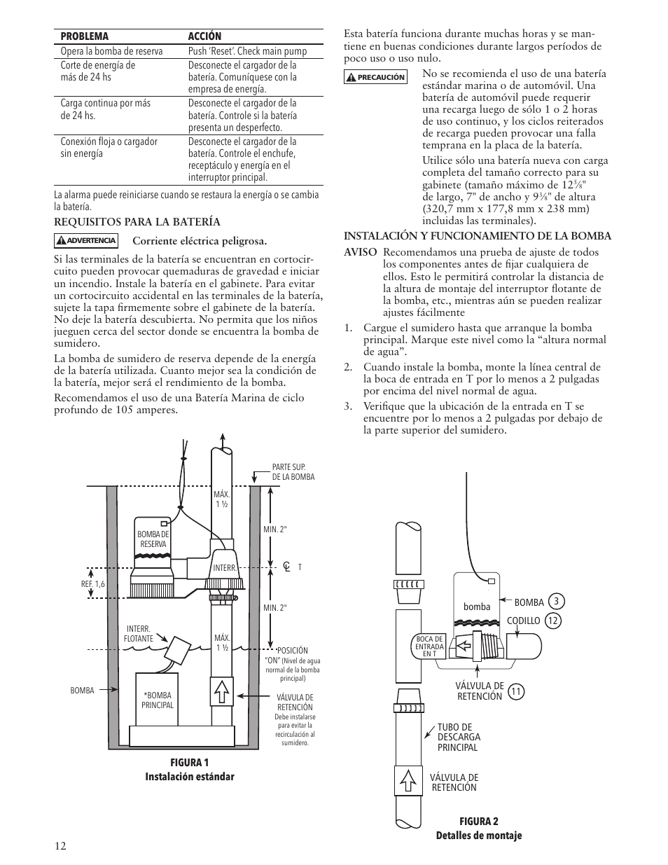 Bell & Gossett IM193 R03 Rev 2 Battery Backup Sump Pump User Manual | Page 12 / 24