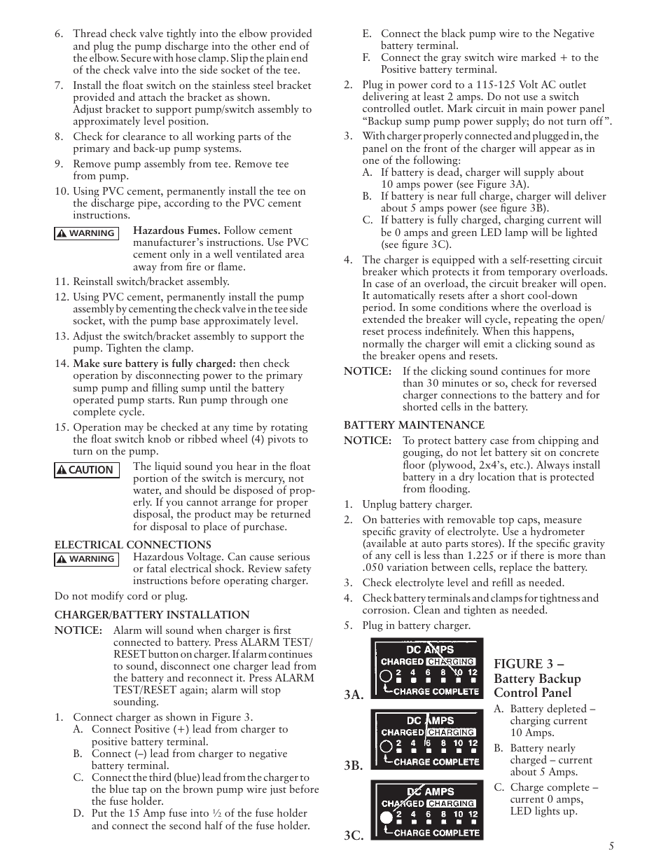 Bell & Gossett IM193 R03 Rev 2 Battery Backup Sump Pump User Manual | Page 5 / 24