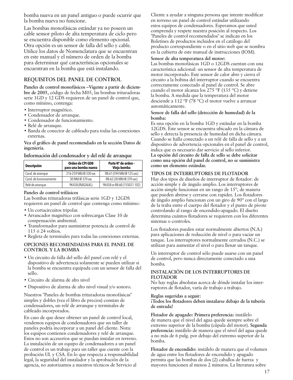Xylem IM194 R02 GRINDER PUMPS 1 AND 3 11?4 DISCHARGE User Manual | Page 17 / 36